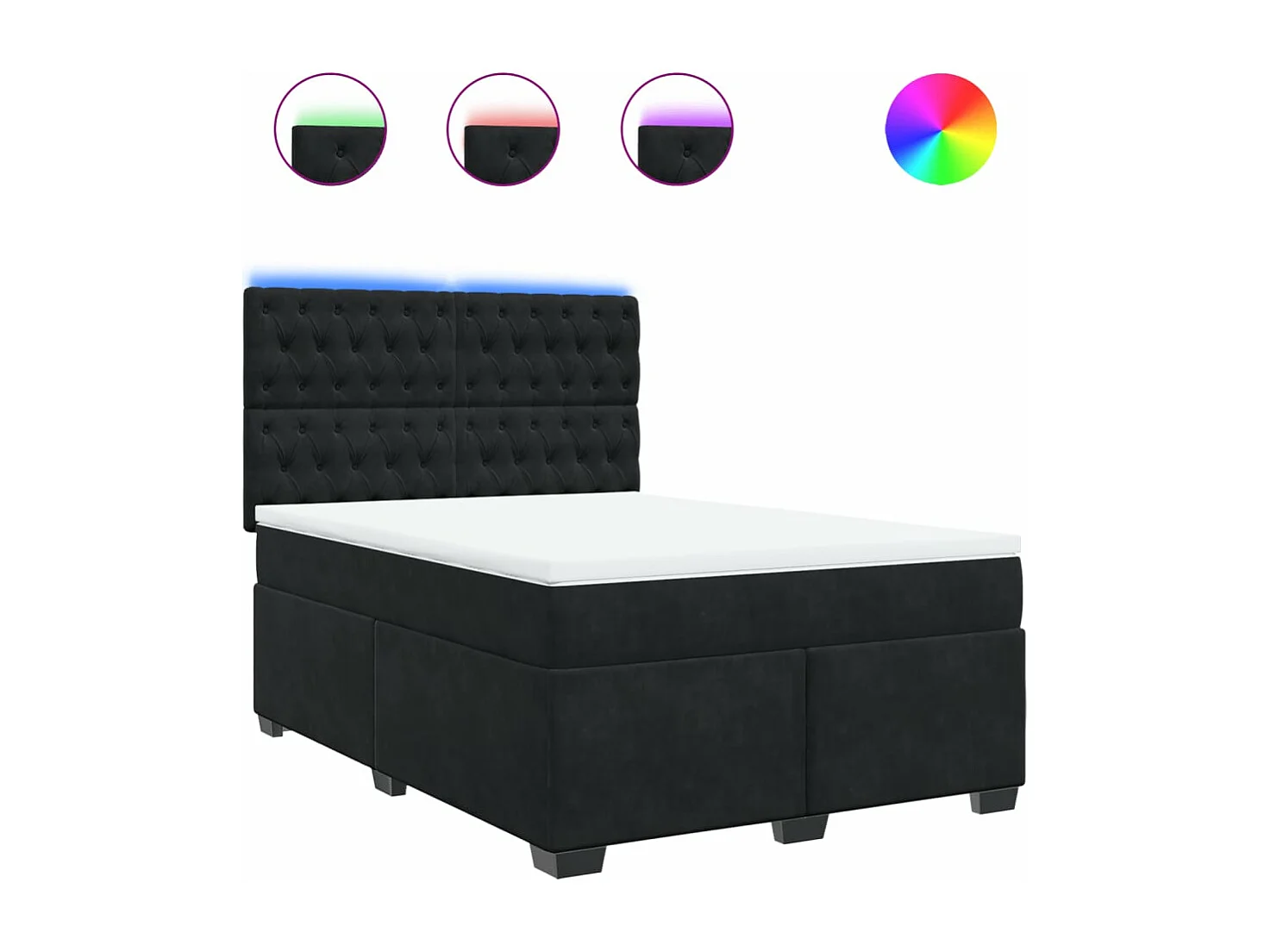 Boxspringbett mit Matratze Schwarz 160x200 cm Samt