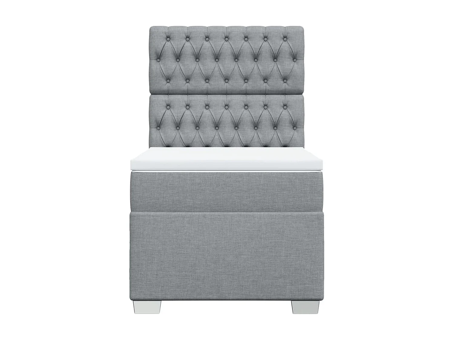 Cama box spring con colchón tela gris claro 100x200 cm