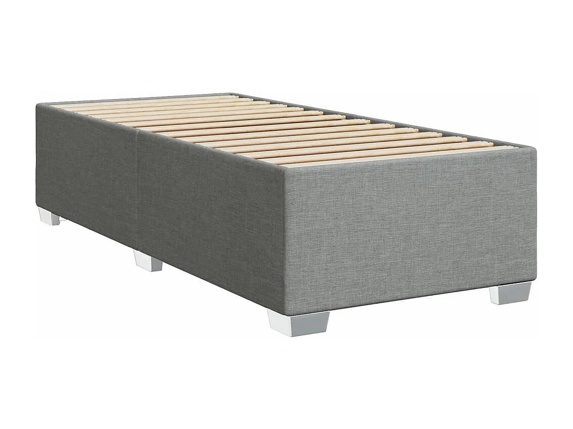 Cama box spring con colchón tela gris claro 100x200 cm