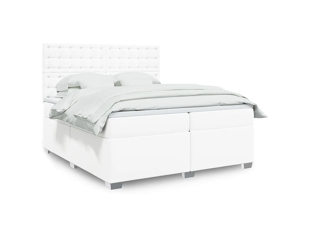 Giroletto a Molle con Materasso Bianco 200x200cm in Similpelle
