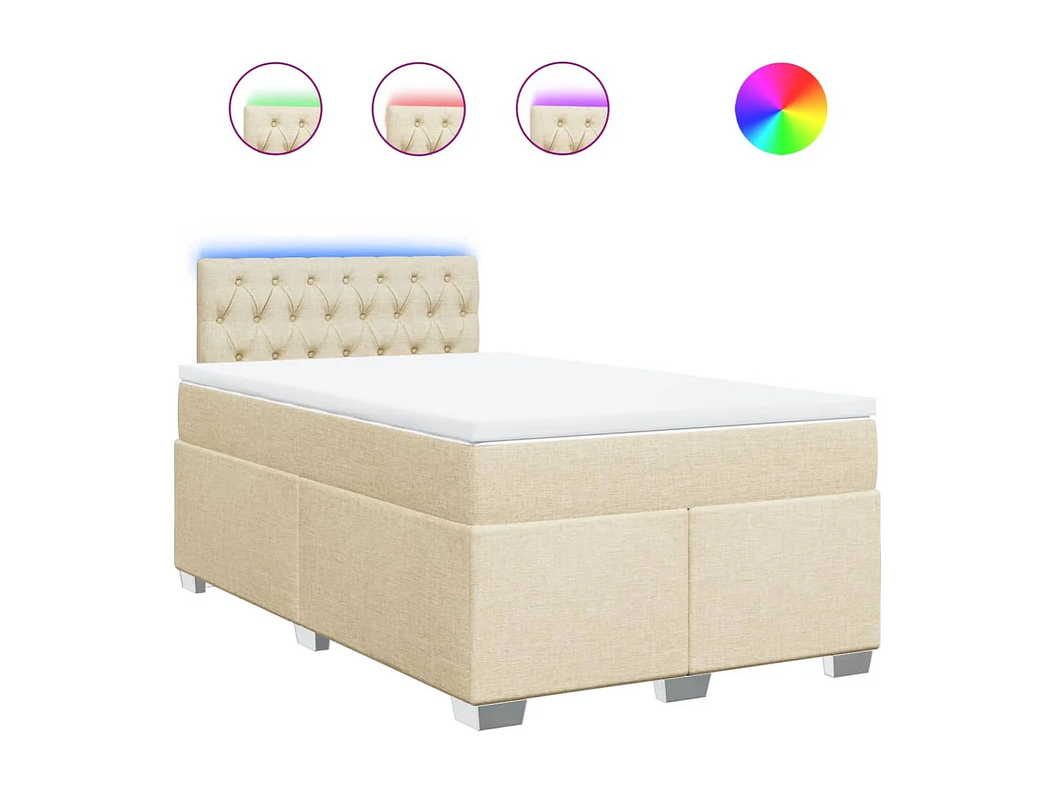 Boxspringbett mit Matratze Creme 120x190 cm Stoff