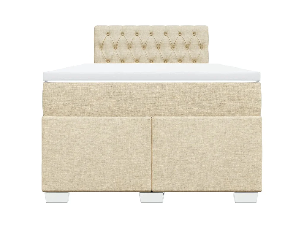 Cama box spring con colchón tela color crema 120x190 cm