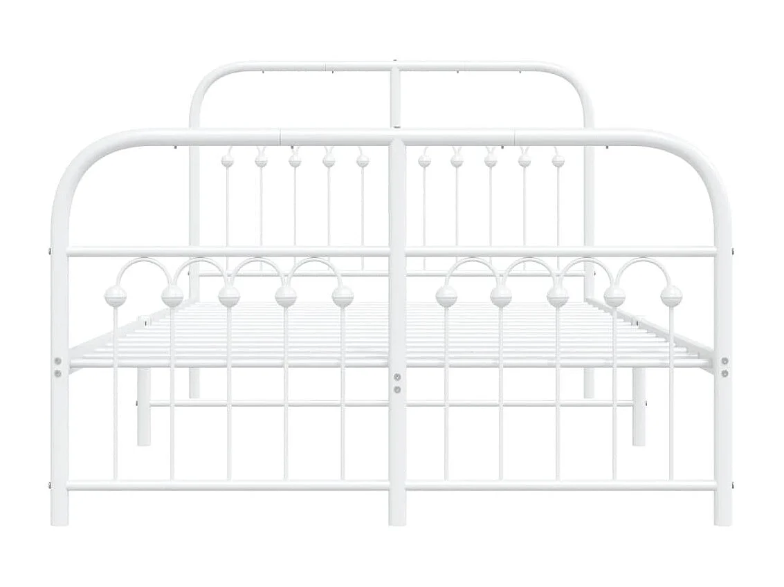 Cadre de lit métal sans matelas et pied de lit blanc 120x190 cm