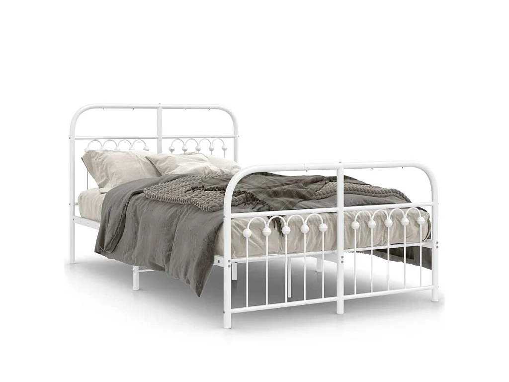 Estructura cama sin colchón con estribo metal blanco 120x190 cm
