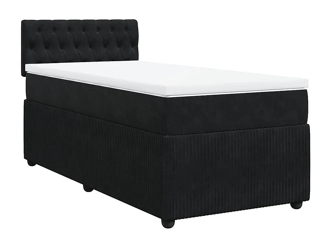 Sommier à lattes de lit avec matelas Noir 90x190 cm Velours