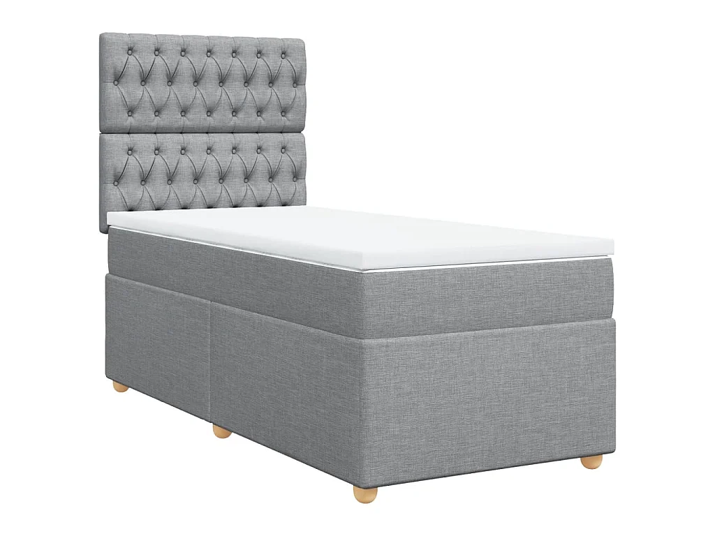 Giroletto a Molle con Materasso Grigio Chiaro 90x190 cm Tessuto