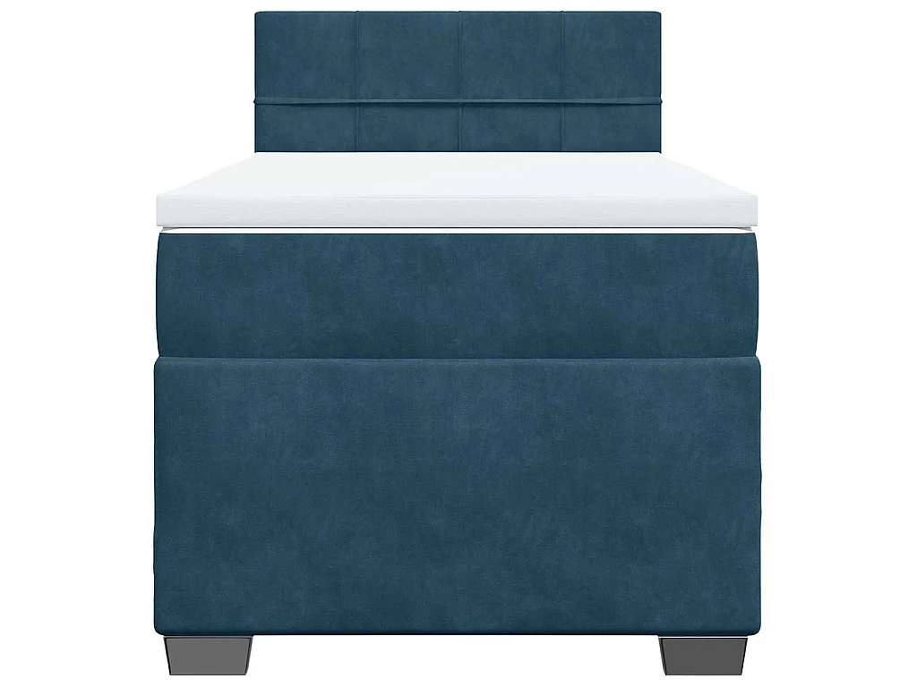 Cama box spring con colchón terciopelo azul oscuro 100x200 cm