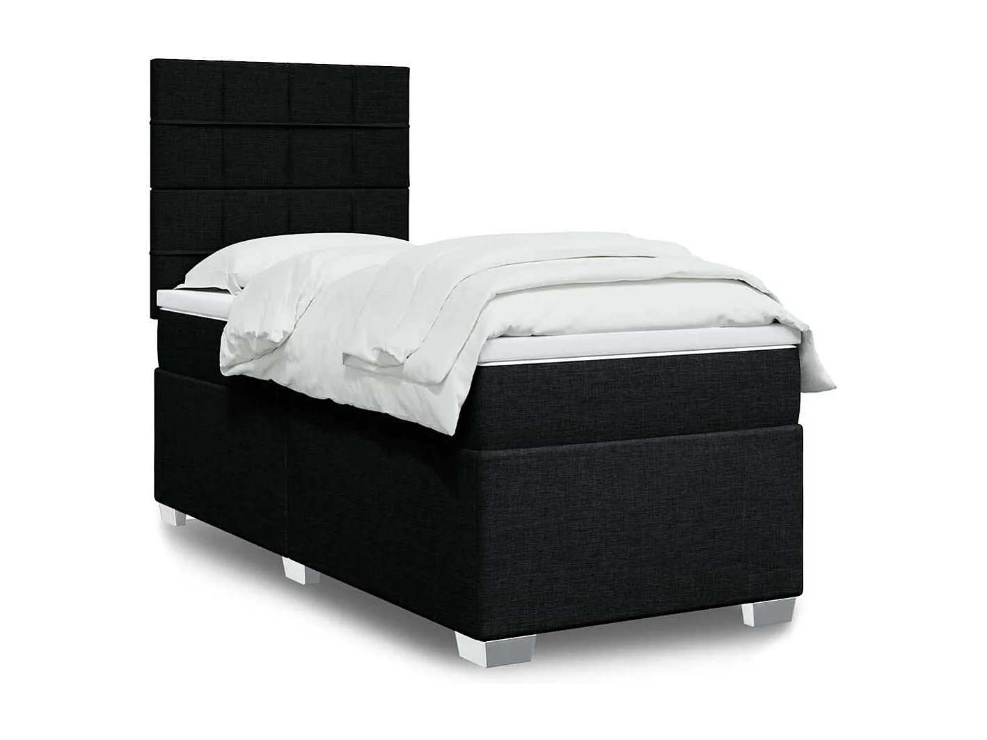 Cama com molas/colchão 90x190 cm tecido preto