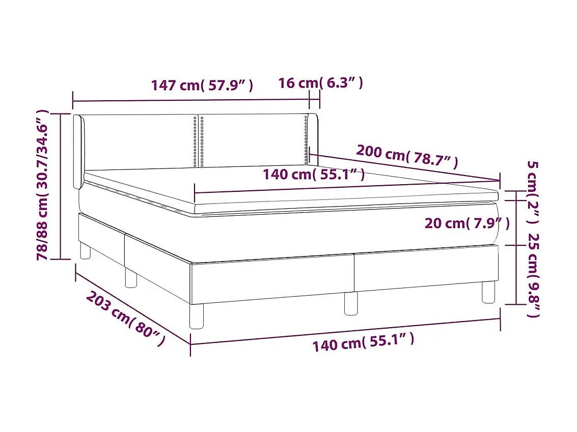 Sommier à lattes de lit et matelas Vert foncé 140x200cm Velours