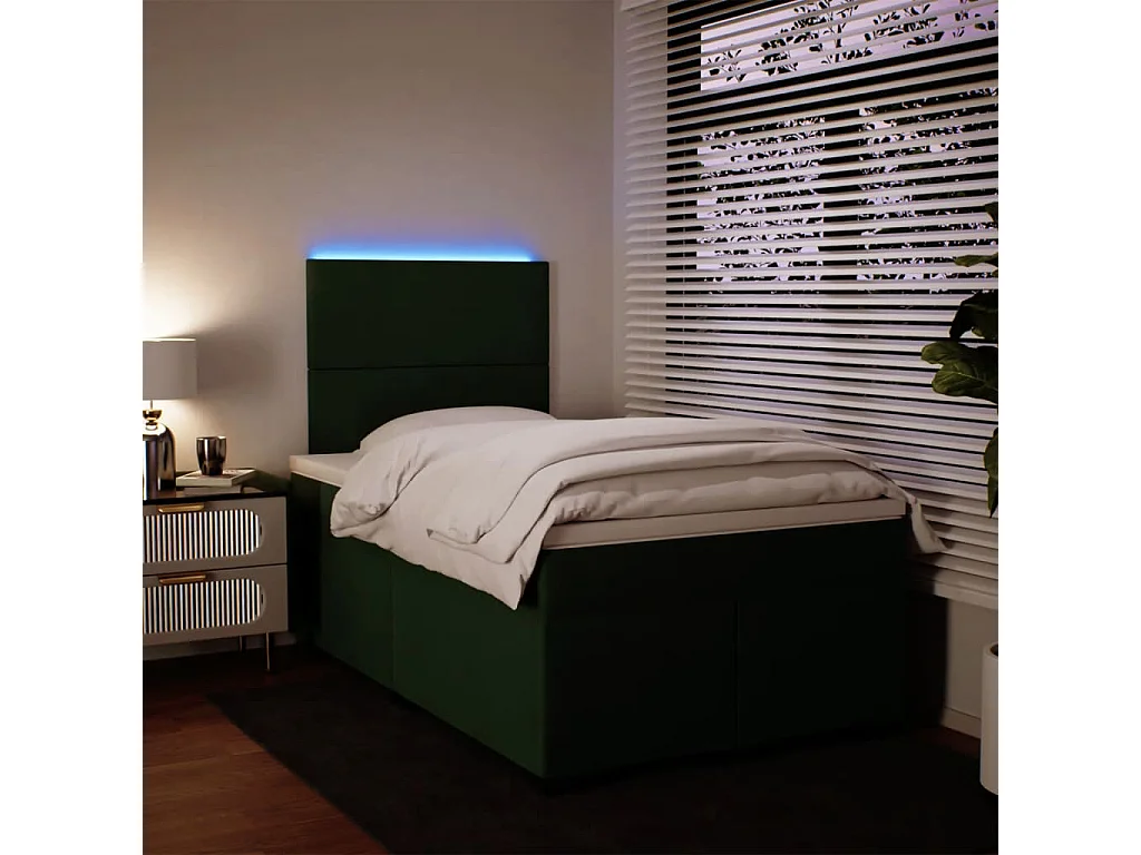 Sommier à lattes de lit et matelas Vert foncé 120x200cm Velours