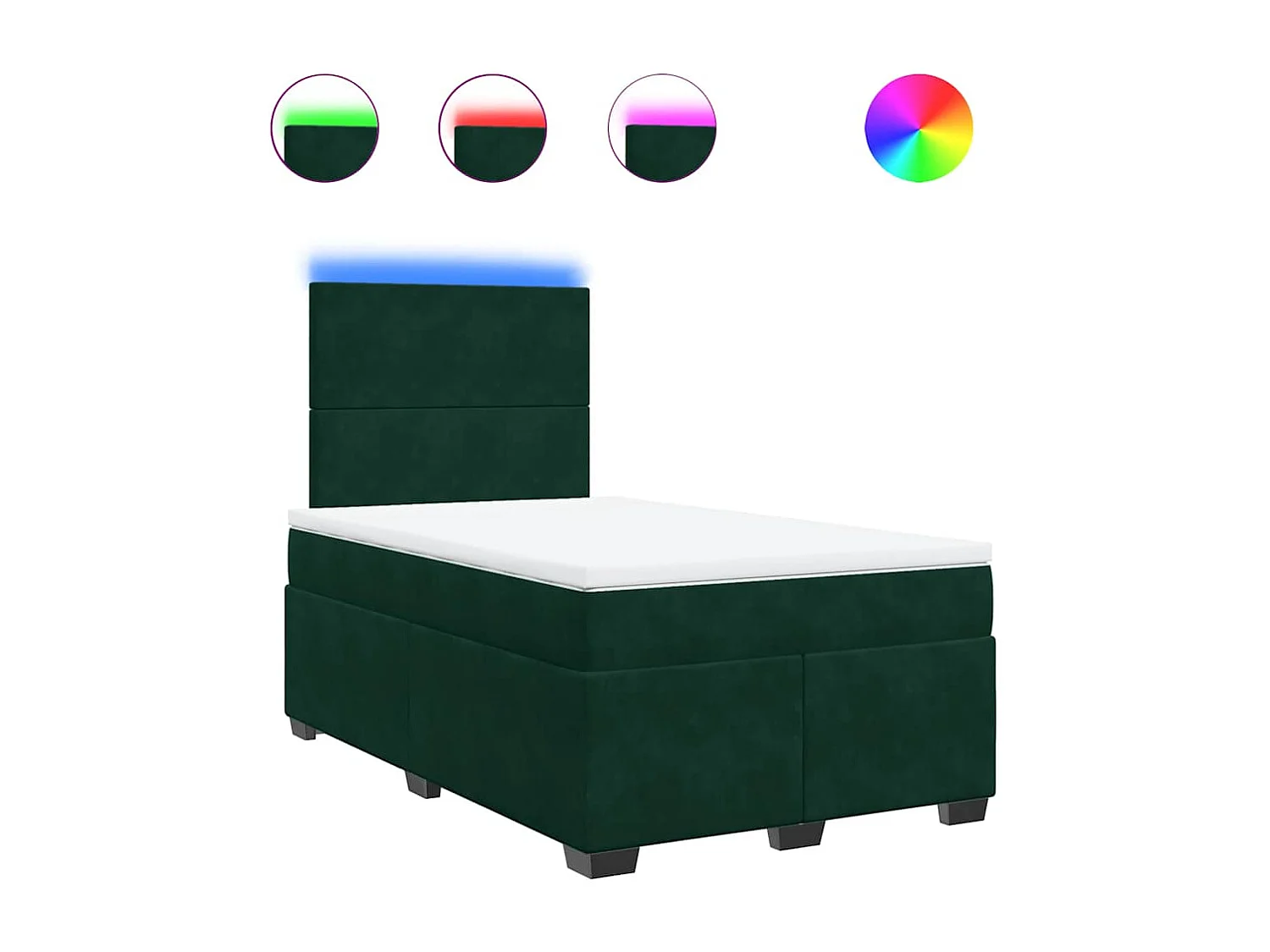 Cama box spring con colchón terciopelo verde oscuro 120x200 cm