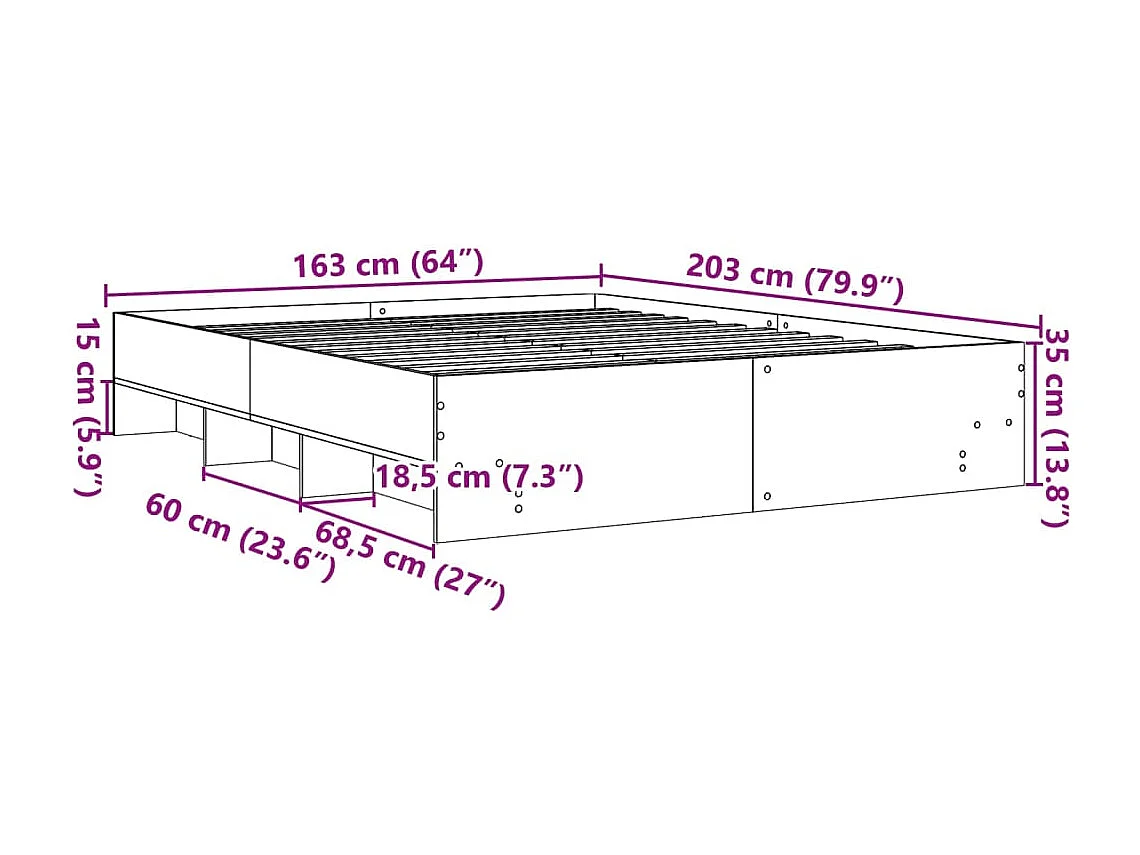 Bedframe zonder matras hout gerookt eikenkleurig 160x200 cm