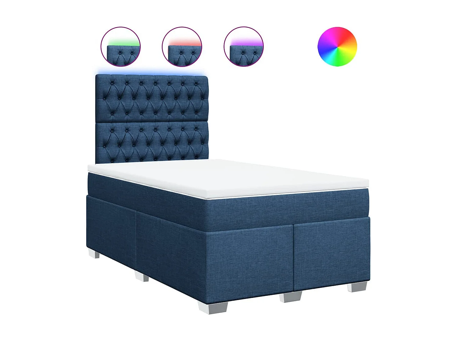 Cama com molas/colchão 120x200 cm tecido azul