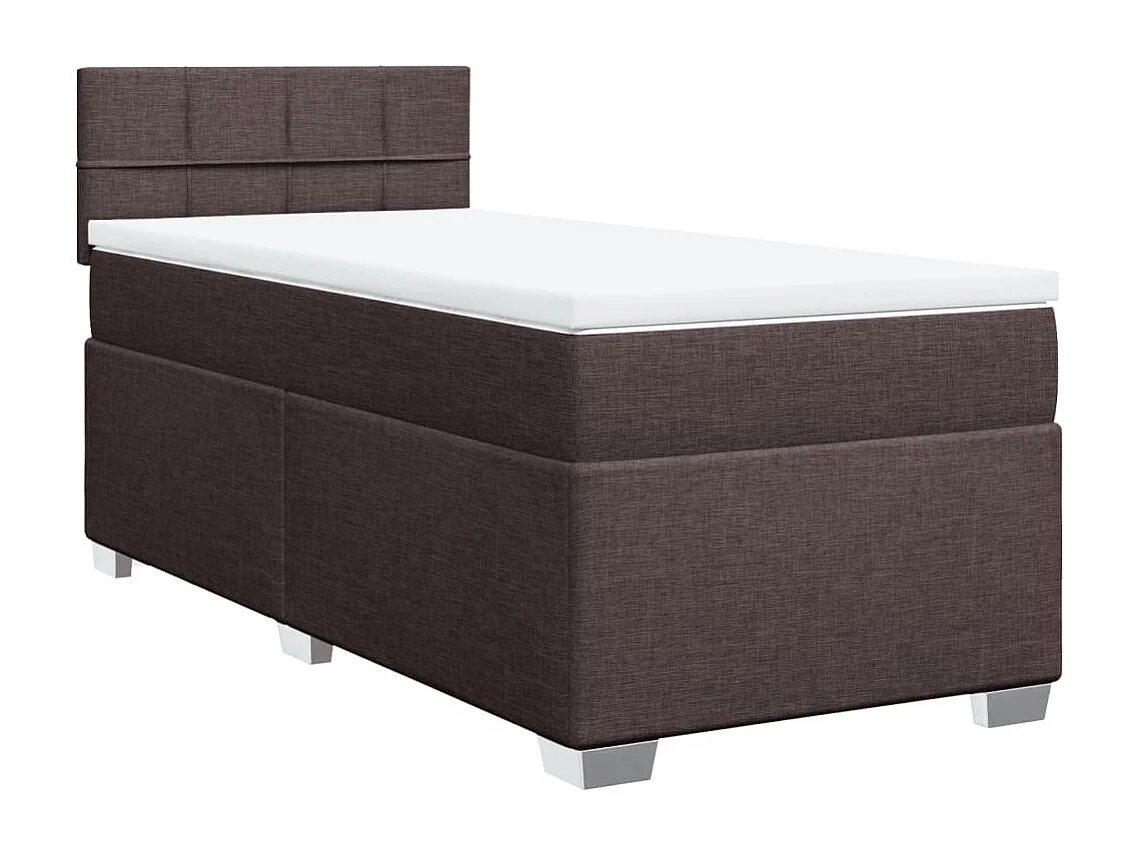 Cama box spring con colchón tela marrón oscuro 100x200 cm