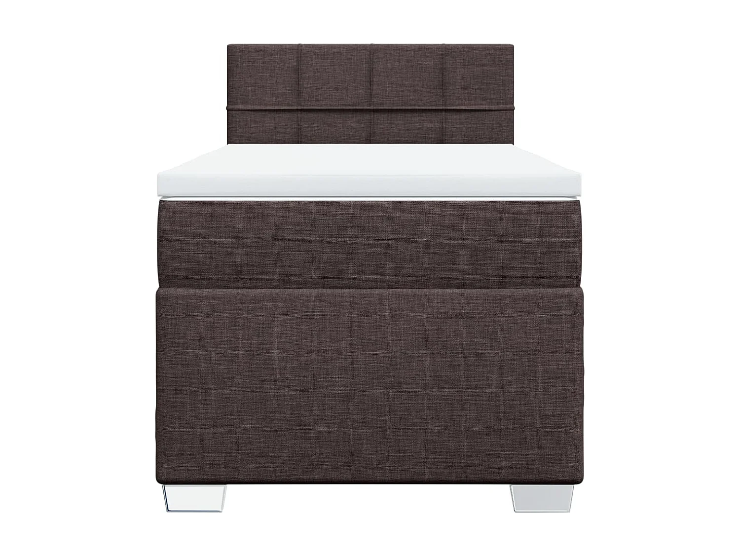 Cama box spring con colchón tela marrón oscuro 100x200 cm
