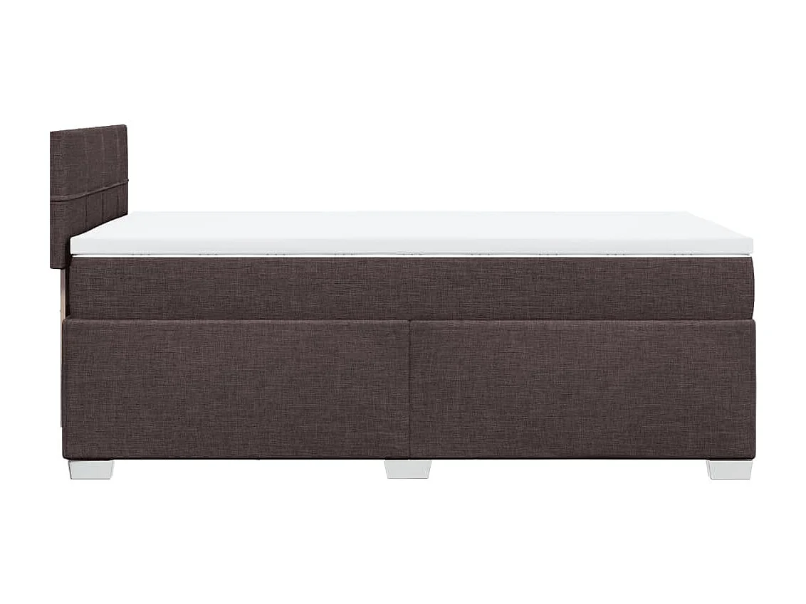 Cama box spring con colchón tela marrón oscuro 100x200 cm