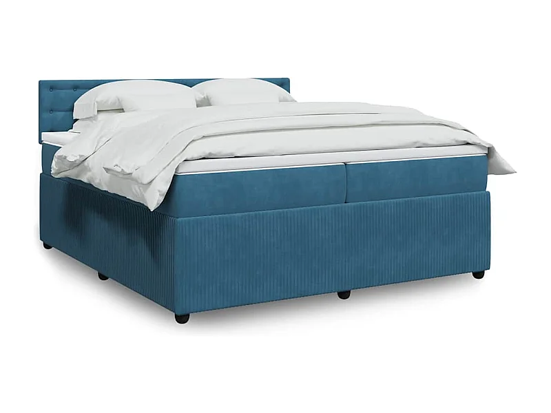 Giroletto a Molle con Materasso Blu 200x200 cm in Velluto