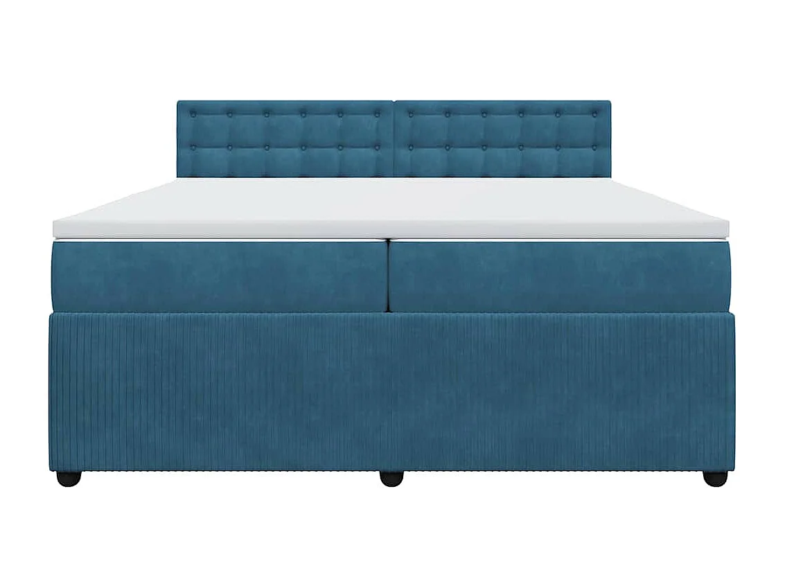 Boxspring met matras fluweel blauw 200x200 cm