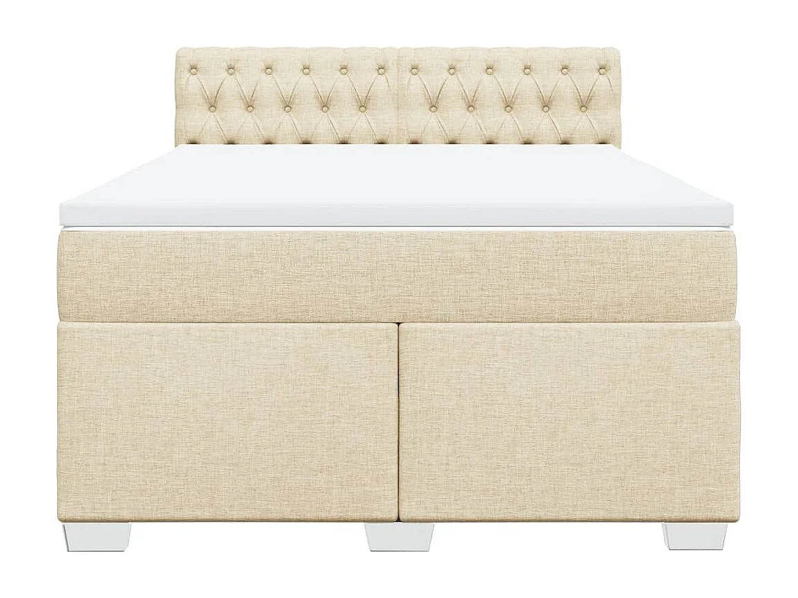 Cama com molas/colchão 160x200 cm tecido cor creme
