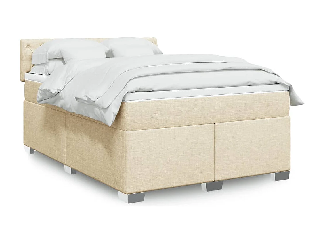 Giroletto a Molle con Materasso Crema 160x200 cm in Tessuto