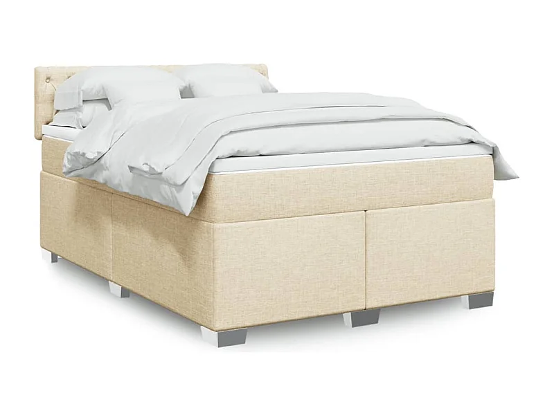 Cama com molas/colchão 160x200 cm tecido cor creme