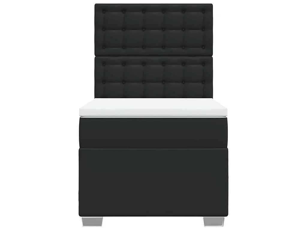 Cama box spring con colchón cuero sintético negro 100x200 cm
