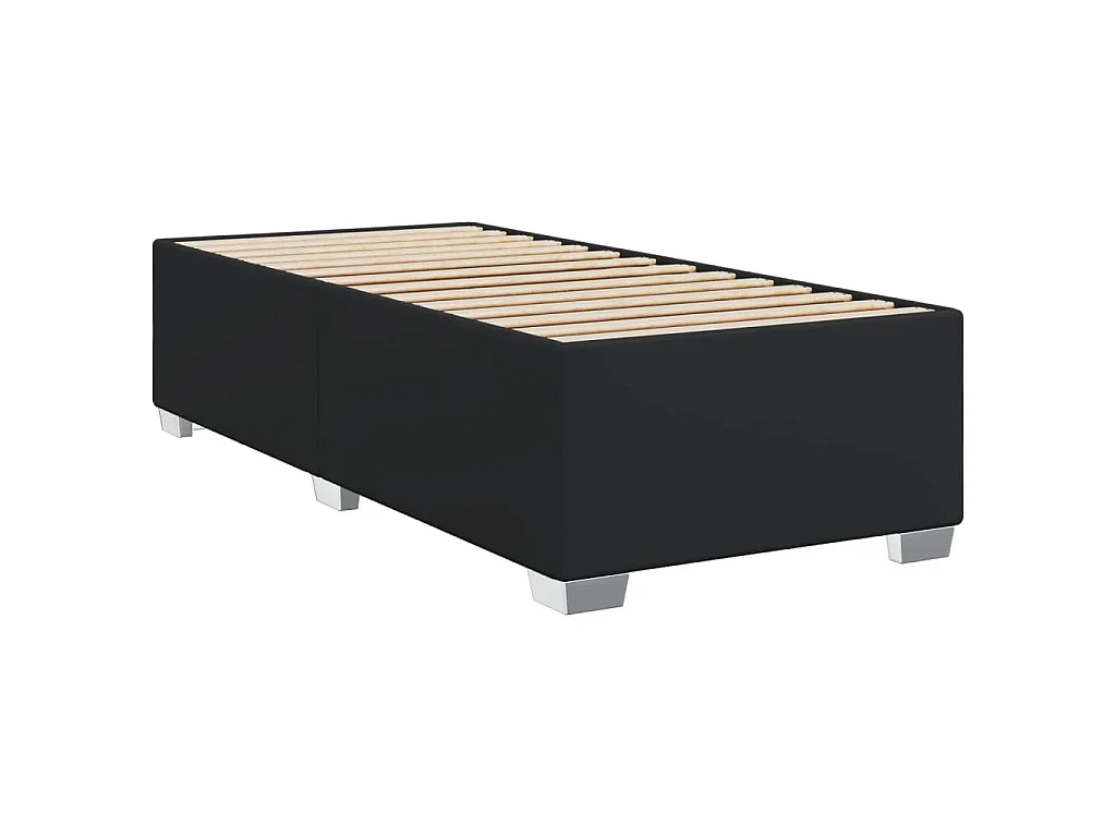 Cama box spring con colchón cuero sintético negro 100x200 cm