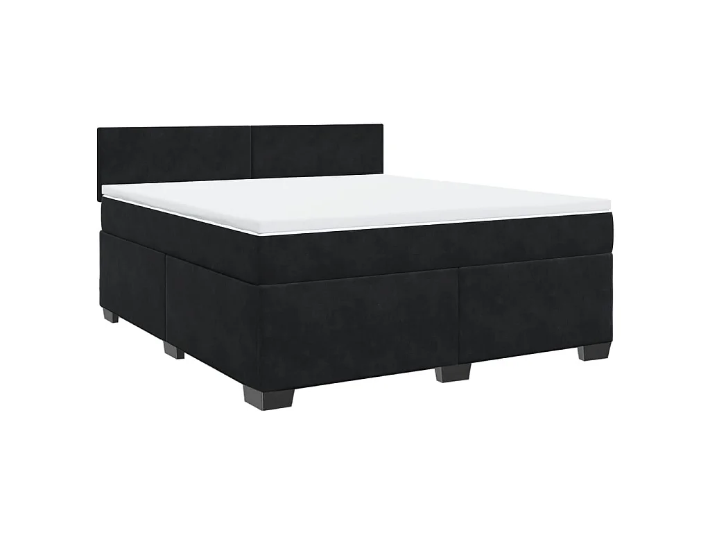 Sommier à lattes de lit avec matelas Noir 180x200 cm Velours