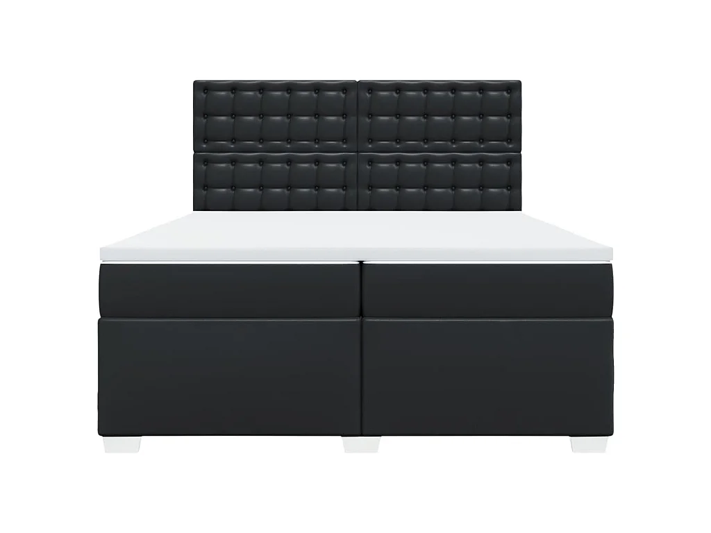 Cama com molas/colchão 200x200 cm couro artificial preto