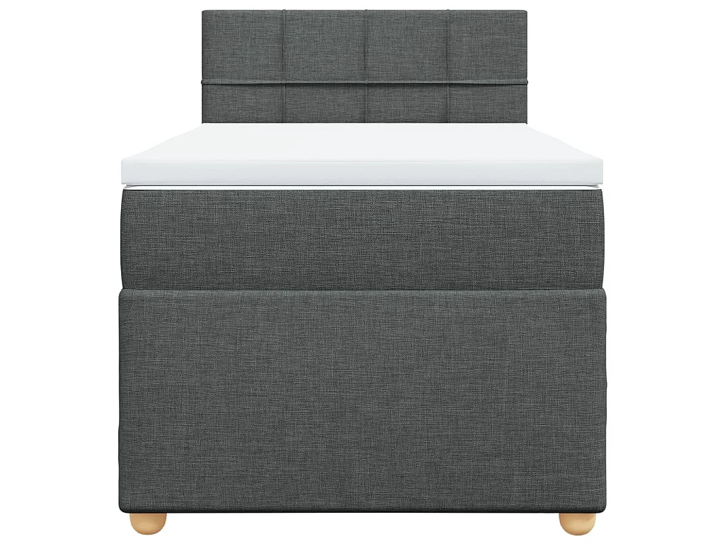 Cama box spring con colchón tela gris oscuro 90x190 cm