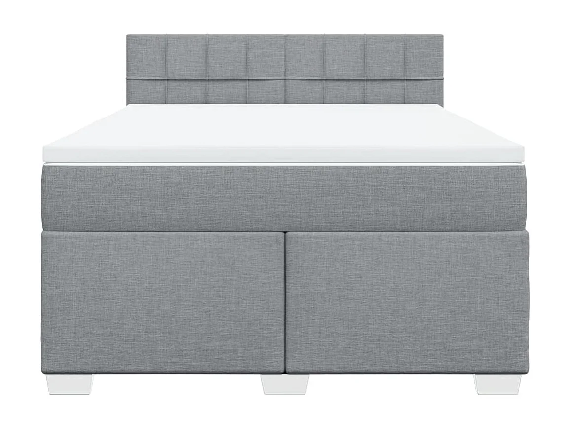 Cama box spring con colchón tela gris claro 140x200 cm