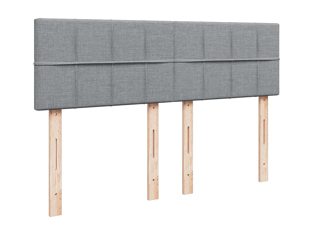 Cama box spring con colchón tela gris claro 140x200 cm