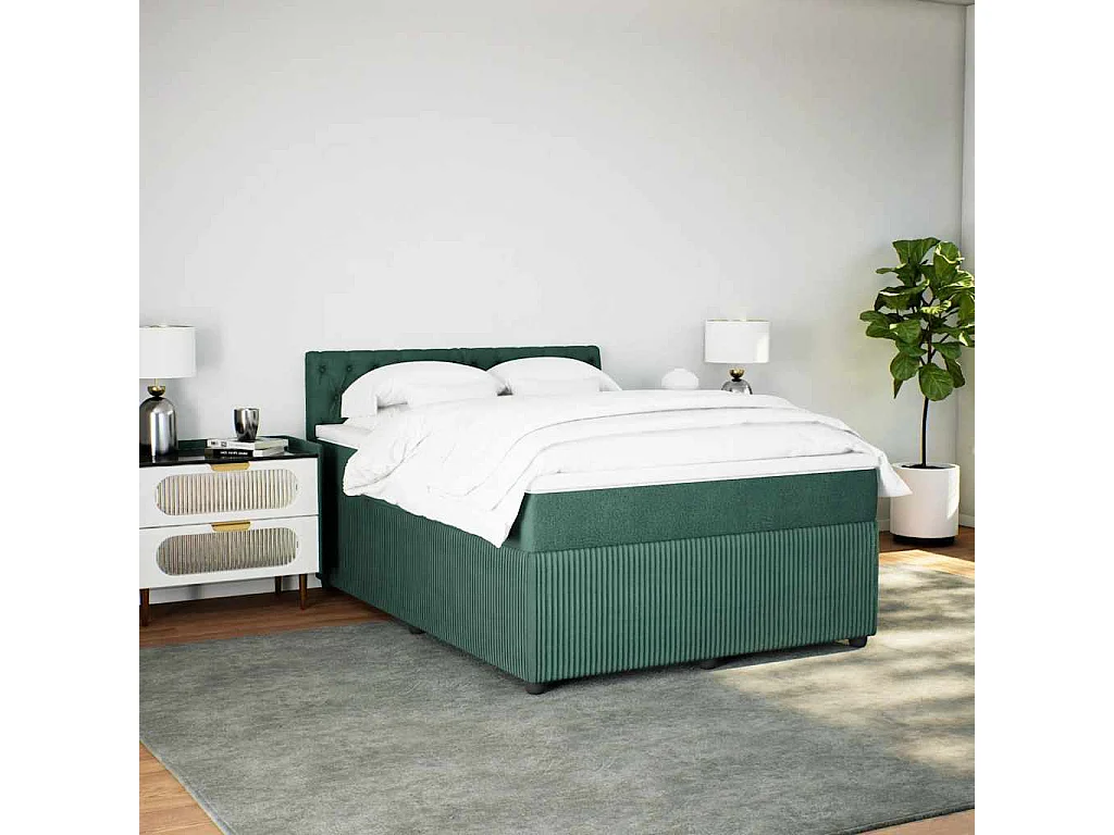 Boxspring met matras fluweel donkergroen 160x200 cm