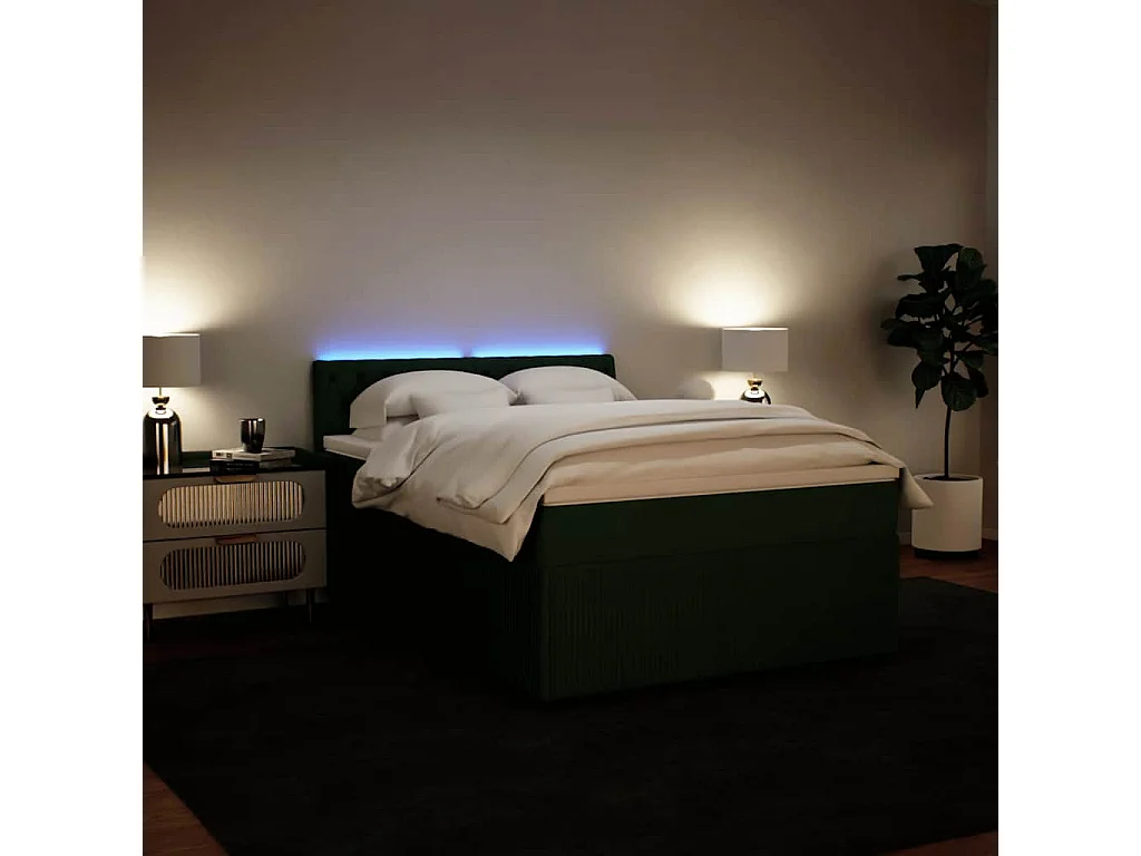 Boxspring met matras fluweel donkergroen 160x200 cm
