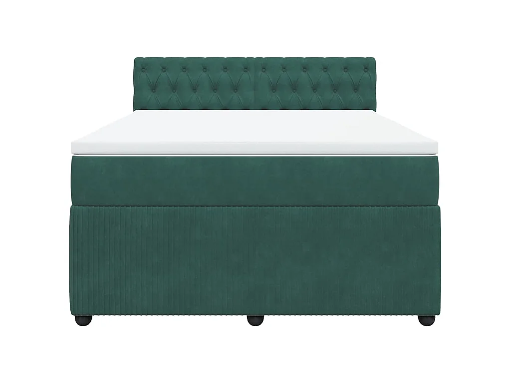 Boxspring met matras fluweel donkergroen 160x200 cm