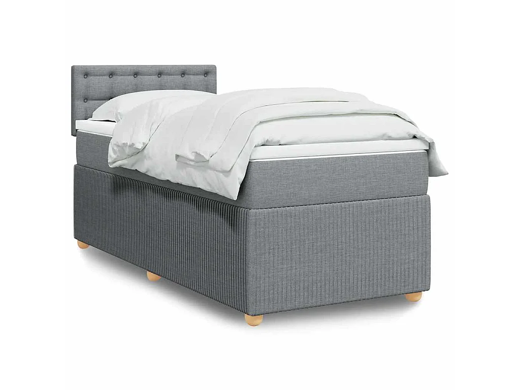 Boxspringbett mit Matratze Hellgrau 90x190 cm Stoff