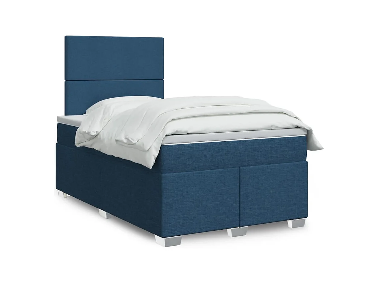 Boxspring met matras stof blauw 120x200 cm