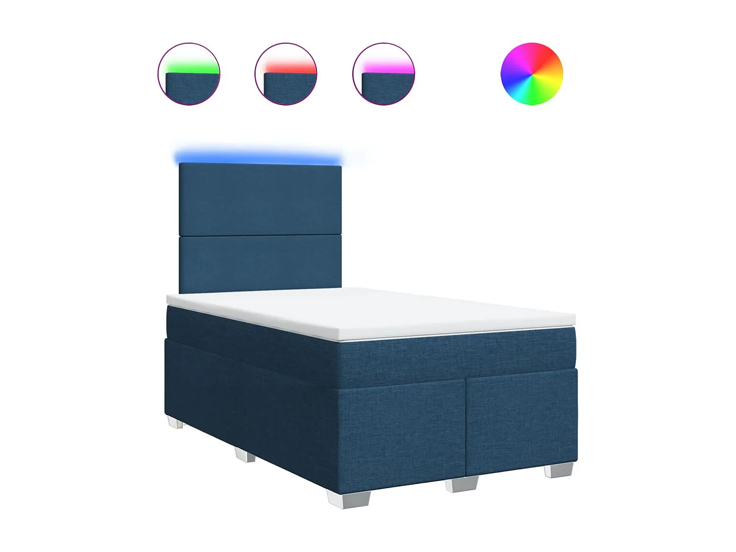 Sommier à lattes de lit avec matelas Bleu 120x200 cm Tissu