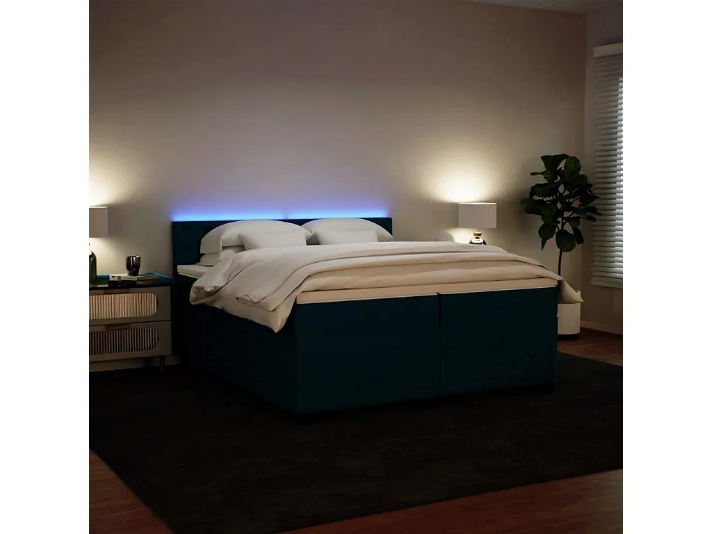 Boxspring met matras fluweel blauw 200x200 cm