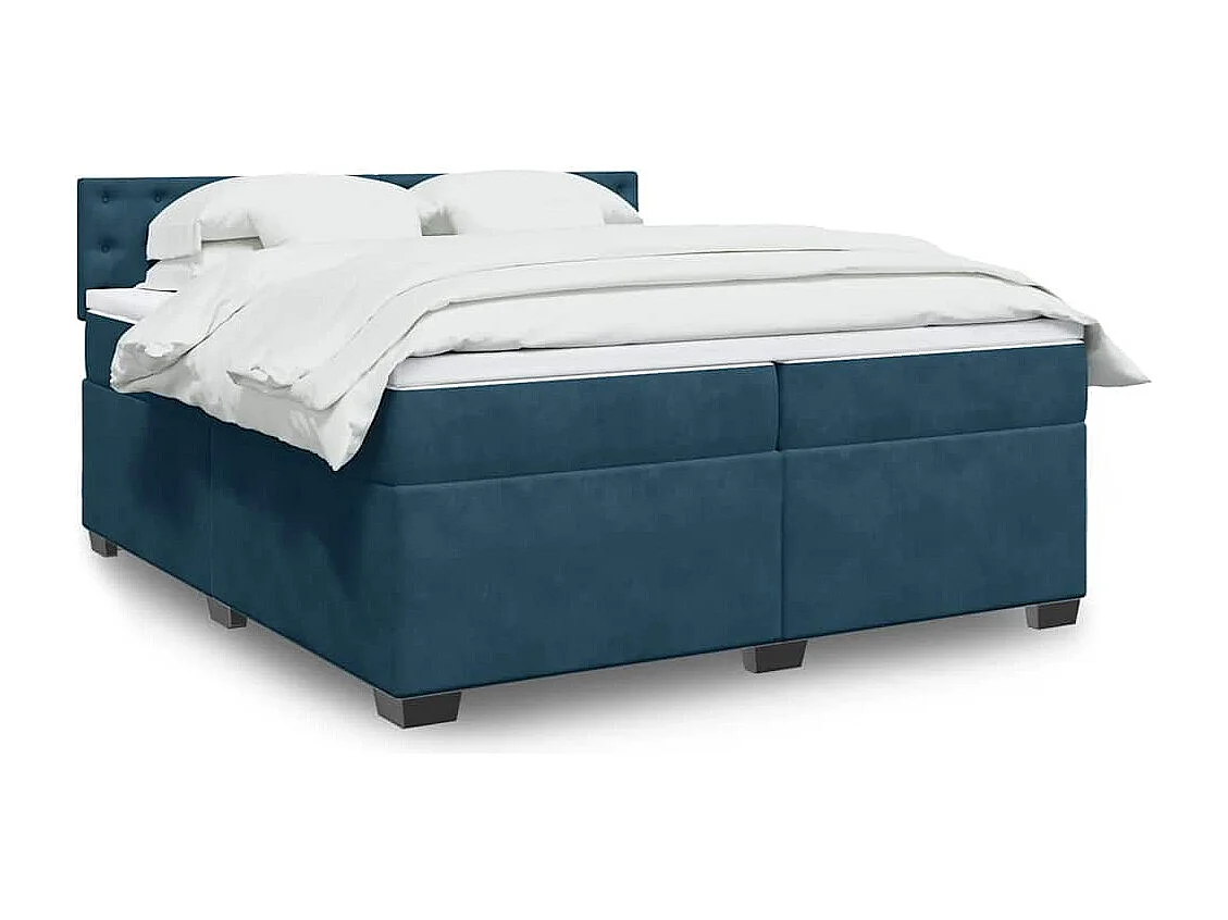 Boxspringbett mit Matratze Blau 200x200 cm Samt