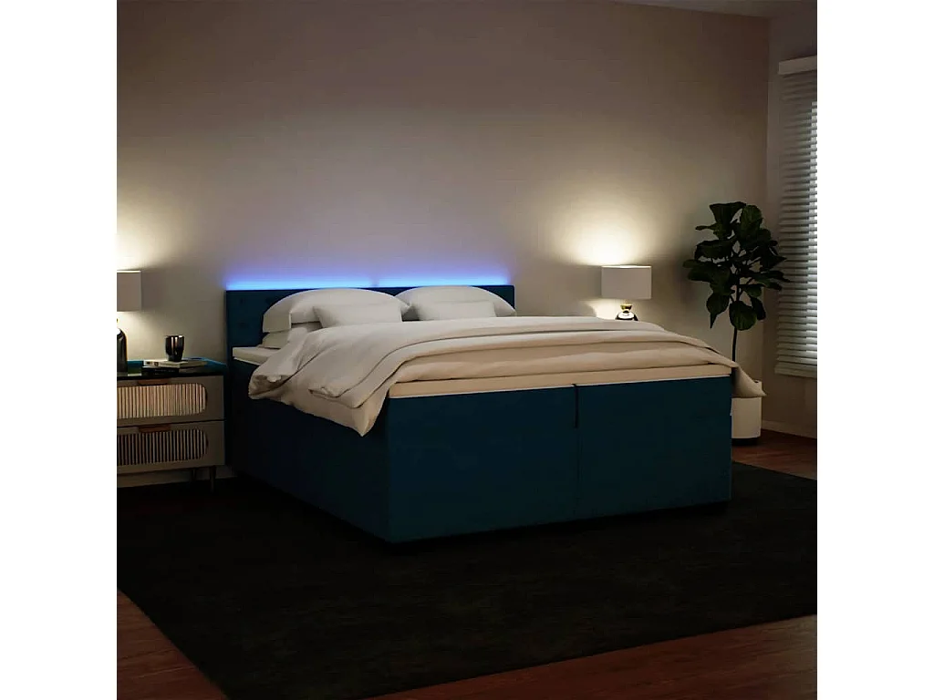 Giroletto a Molle con Materasso Blu 200x200 cm in Velluto
