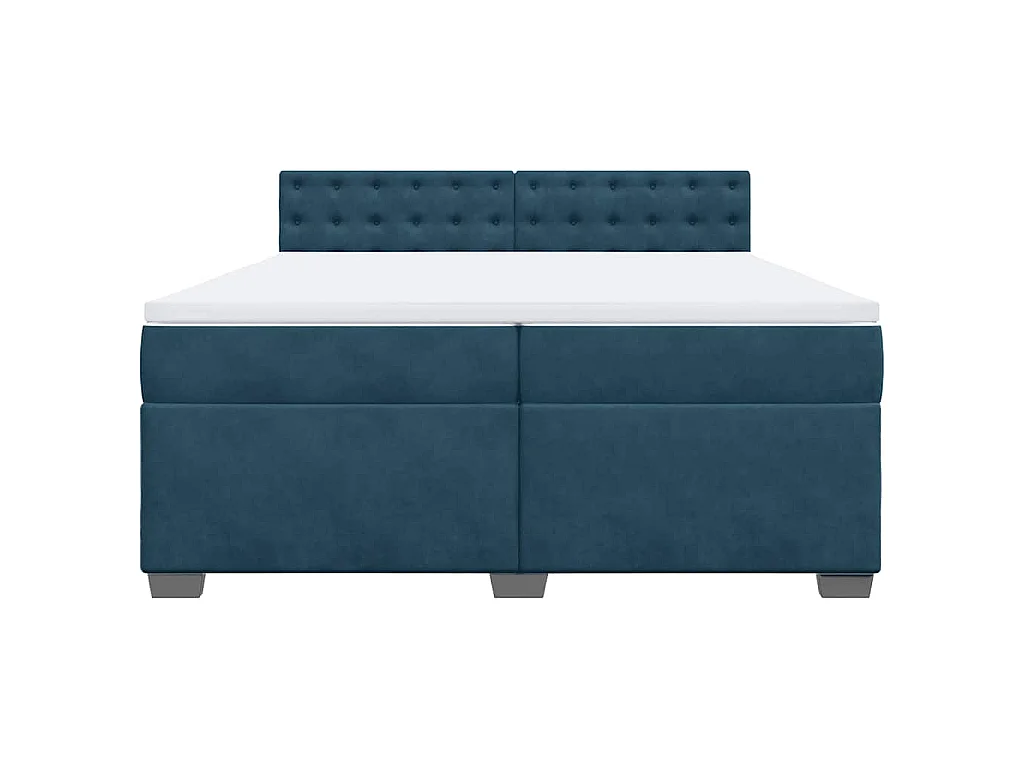 Giroletto a Molle con Materasso Blu 200x200 cm in Velluto