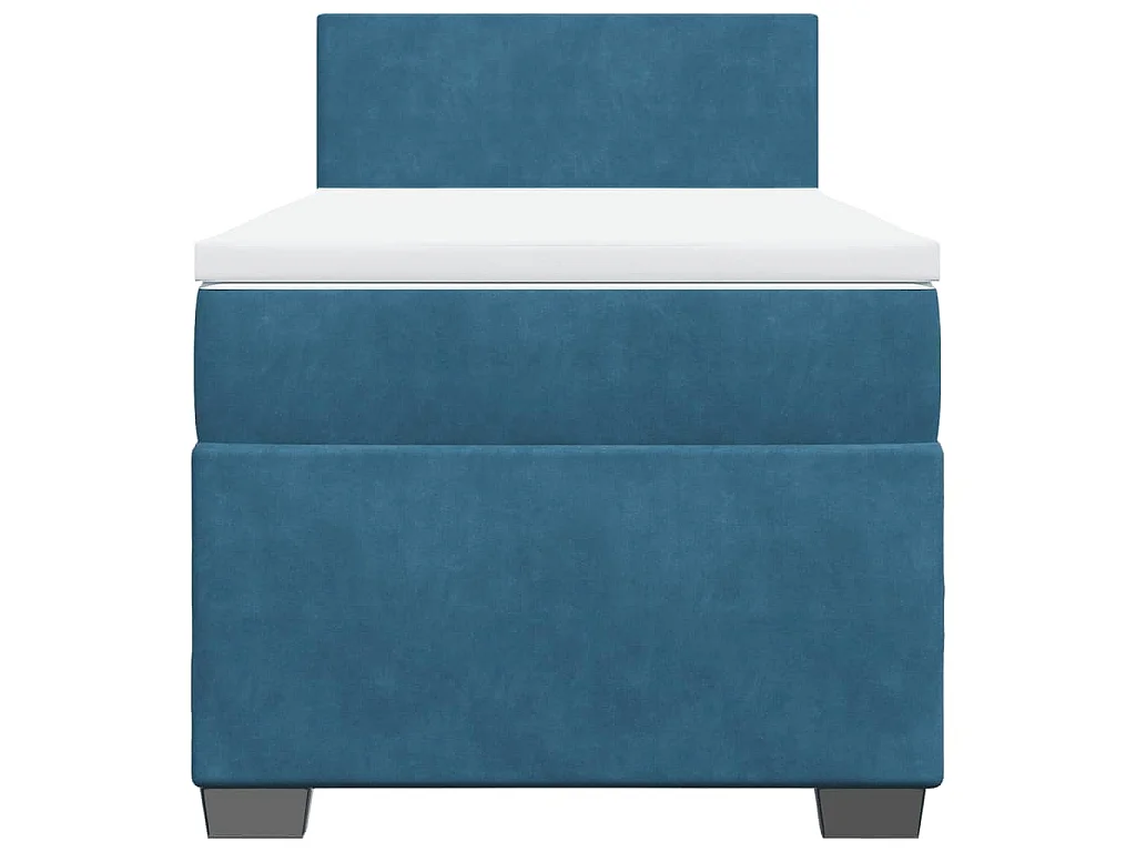 Cama box spring con colchón terciopelo azul oscuro 90x200 cm
