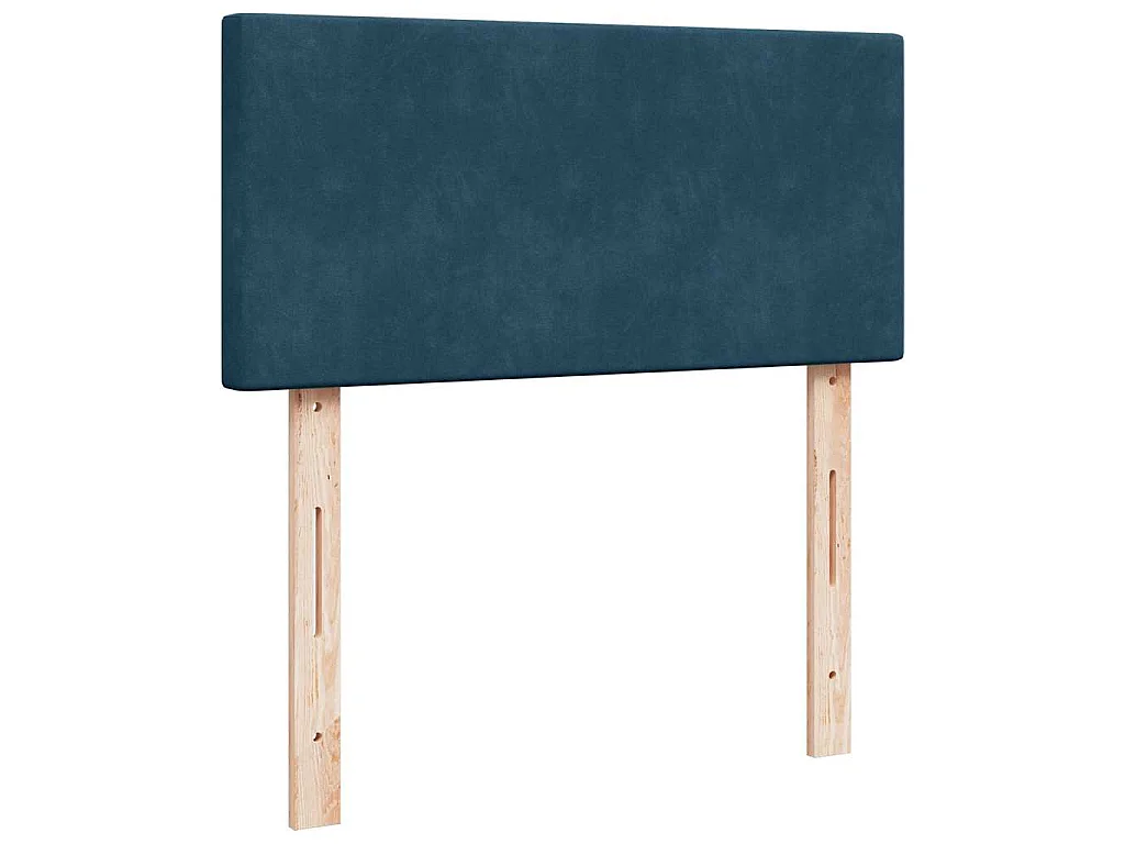 Cama box spring con colchón terciopelo azul oscuro 90x200 cm