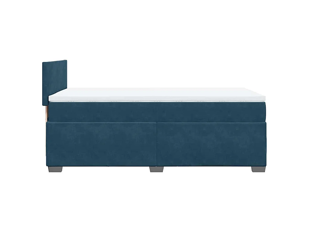 Cama box spring con colchón terciopelo azul oscuro 90x200 cm