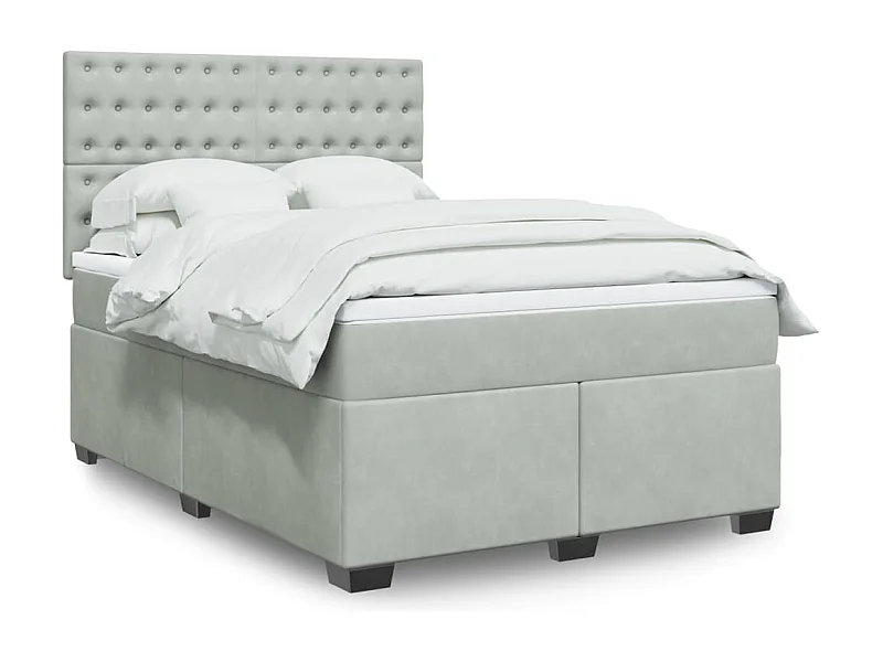 Boxspringbett mit Matratze Hellgrau 140x190 cm Samt