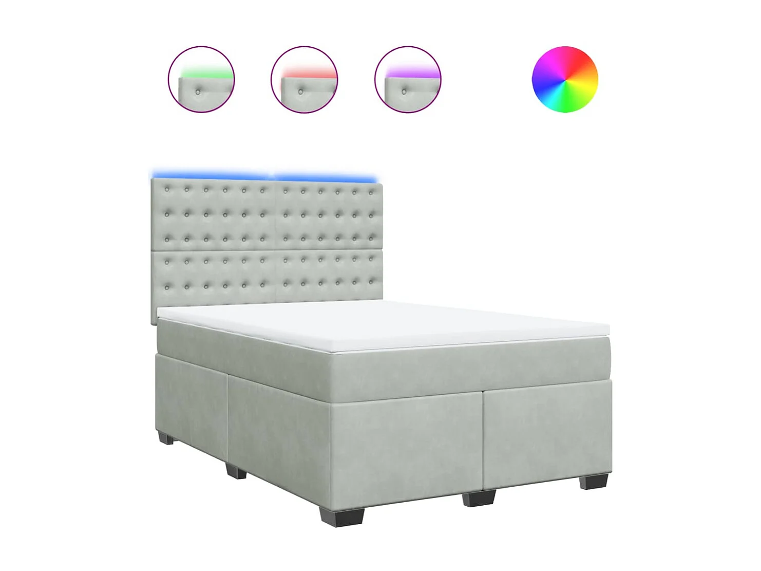 Giroletto a Molle con Materasso Grigio Chiaro 140x190cm Velluto