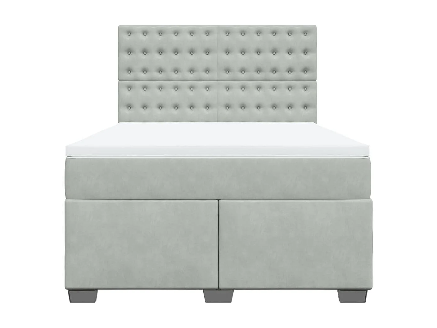 Giroletto a Molle con Materasso Grigio Chiaro 140x190cm Velluto