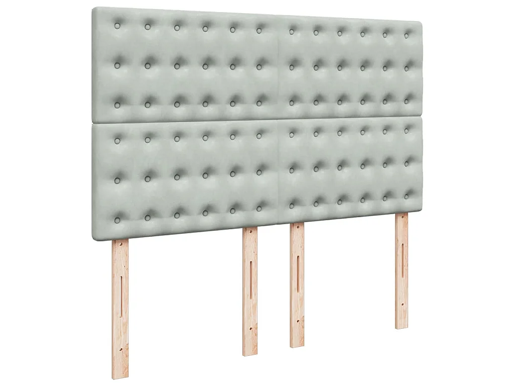 Cama box spring con colchón terciopelo gris claro 140x190 cm