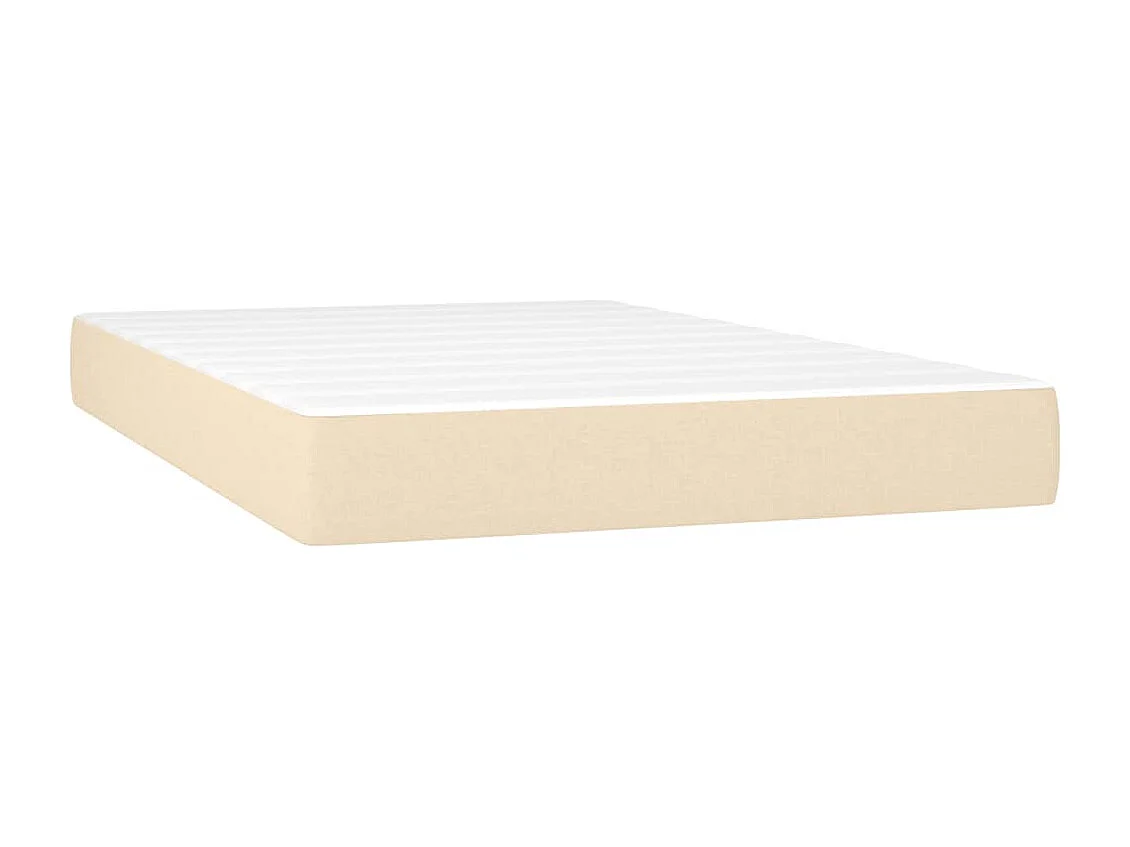 Cama box spring con colchón y luces LED tela crema 120x190 cm